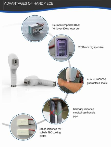 Germany imported Dilas 10laser  bar 808nm diode laser hair removal machine with CE FDA approval