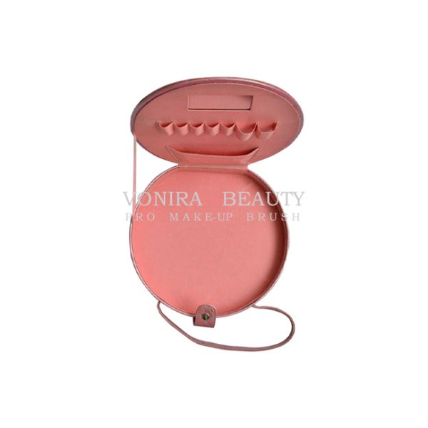 Fashion Round Makeup Brush Bag Cosmetic Case With Belt Strap Toiletry Organizer Pouch