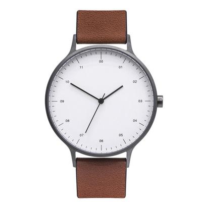 Minimalist Brown Leather Band Watch , Mens Designer Watches Brown Leather Strap