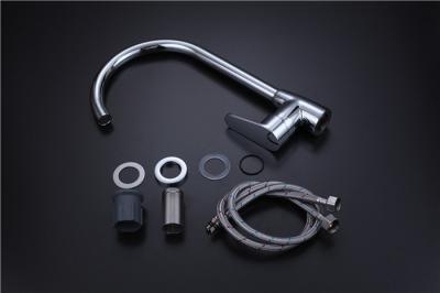 Contemporary Kitchen Sink Faucets , Cold Hot Single Handle Stainless Steel Faucet