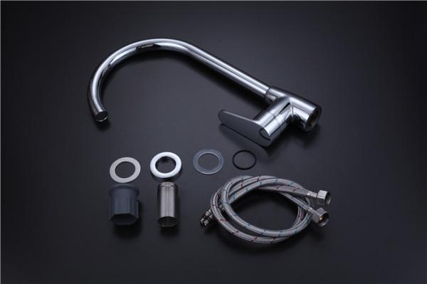 Contemporary Kitchen Sink Faucets , Cold Hot Single Handle Stainless Steel Faucet