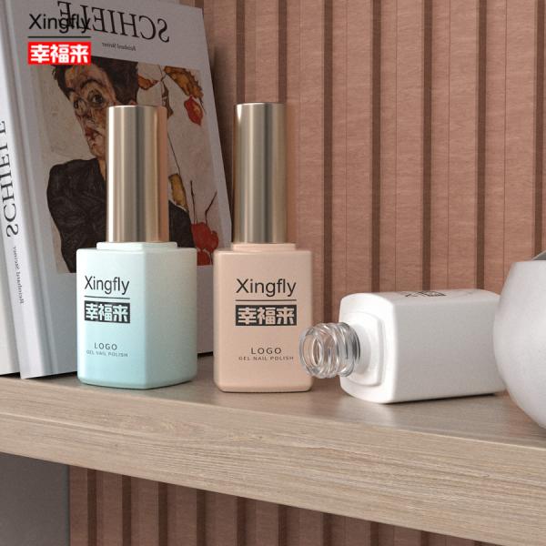 16ml Gel Polish Square Bottle Gel Nail Polishes UV Glass Bottle With Brush Cap