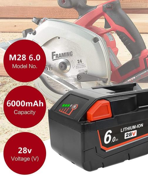 OEM Bateria de Lítio de substituição para Milwaukee 28V 6000mAh ferramenta de energia recarregável