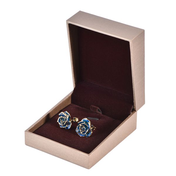 Gold Dipped Rose Earrings Roses Blue Rose Eternal Decoration