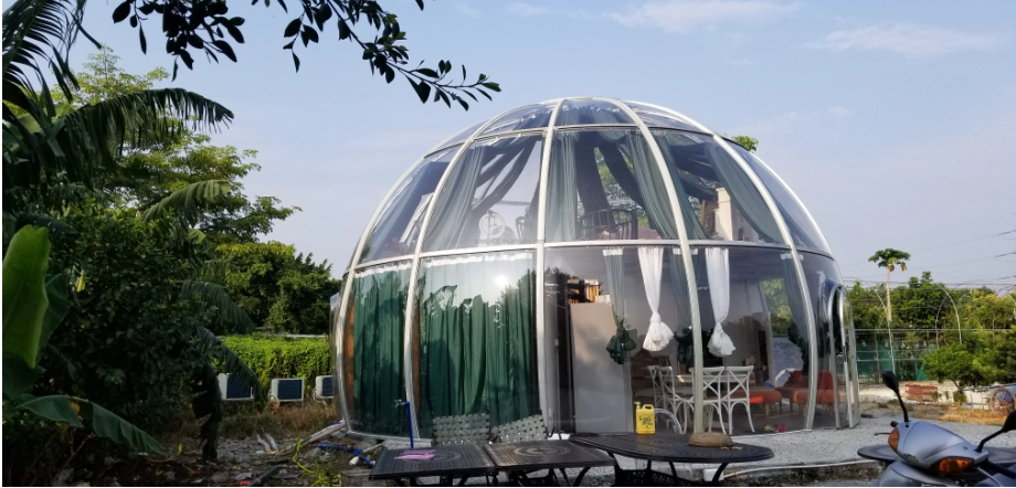 Новый дизайн отеля Поликарбонатный купол Глампинг шатер Модульный Prefab ПК Кристальный пузырь Купол Дом для курорта