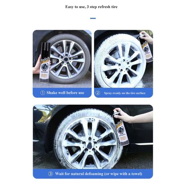 650 ml de potente limpiador de espuma de neumáticos Spray Polvo para automóviles Spray multipropósito