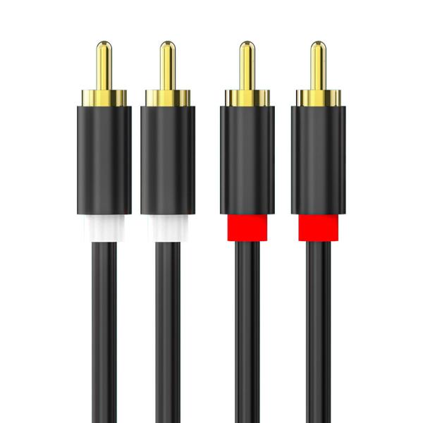 2RCA Male To 2RCA Male Gold Plated Audio Cable , Black 6 Ft 3.5 Mm Audio Cable