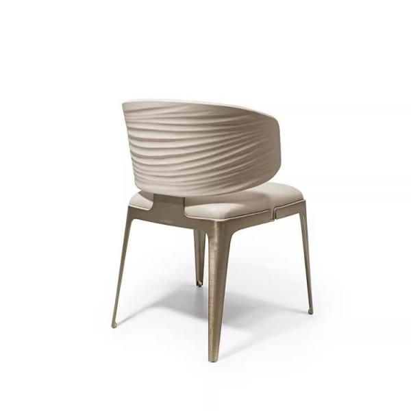 Hotel Restaurant Light Luxury Stainless Steel Leather Dining Chair