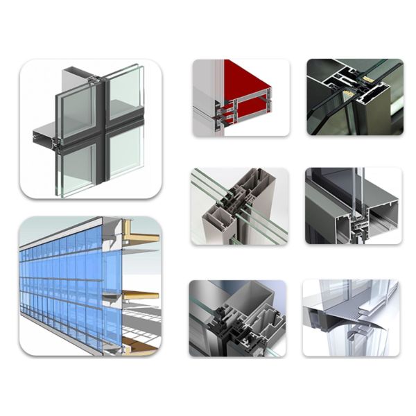 ODM Aluminum Curtain Walls Fireproof Relective Tempered Glass