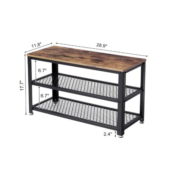 Mail Packing Shoe Storage Bench with White Finish and Wooden Shoe Rack