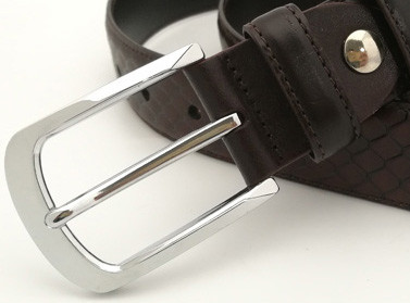 Brown Color Classic Mens Leather Dress Belt With Regular Snake Grain