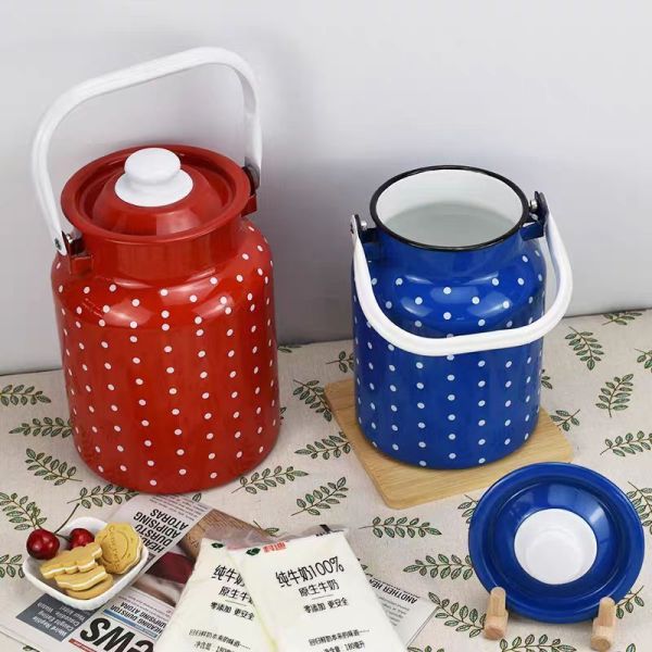 Enamel Carbon Steel Milk Can Compatible With General On Gas Induction Cooker