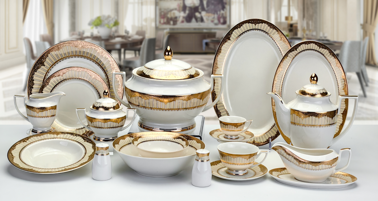 66 Pcs Full Gold  Egypt/Middle East  Dinner Set (Real Gold Dinner Set )