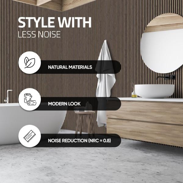MQ Acoustic Wood Wall Panels for Interior  PET Felt Board Wooden Acoustical Slat Panel For Interior Decor 600*2400mm