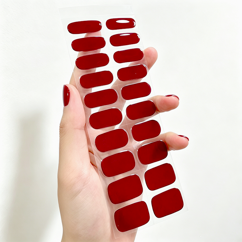 Solid Color Gel Nail Sticker Glossy Salon Nails