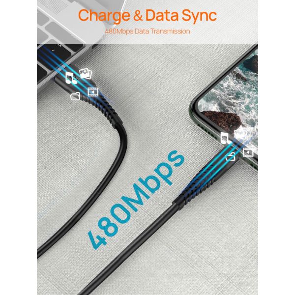 MFI Certified Non Toxic PVC Iphone Fast Charger Cable Sync Data