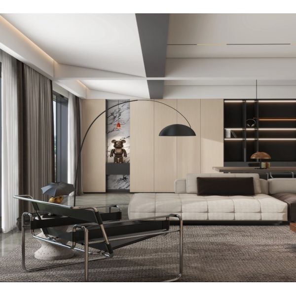 Modern Wood Two-Tone Handleless Whole Wall Integrated Storage Cabinet Sideboard / Book Nook / Walk-in Wardrobe / Multi-functional Cabinet