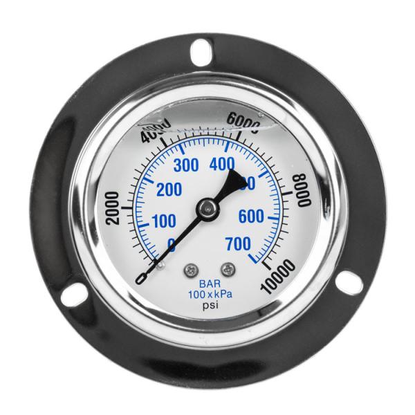 50mm Industrial Liquid Filled Oil Pressure Gauge Dual Scale 0 - 70 Psi