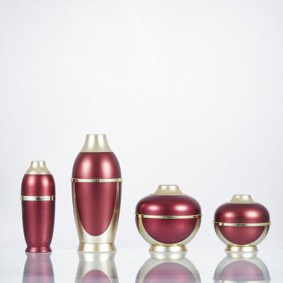50g 120ml Luxury Cosmetic Packaging Red Glass Acrylic Lotion Essence Face Cream Jar