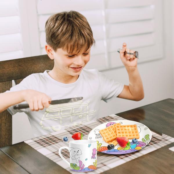 3 Paint Pens Children Didactic Toys Decorate Your Own Porcelain Plate / Mug