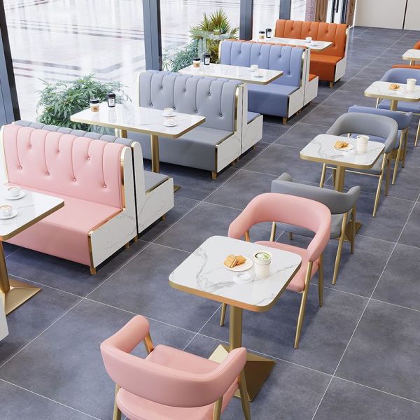 Hot Sale Cafe Marble Restaurant Coffee Shop Sofa and Booth Seating Chair and Table Set Furniture for Coffee Shop