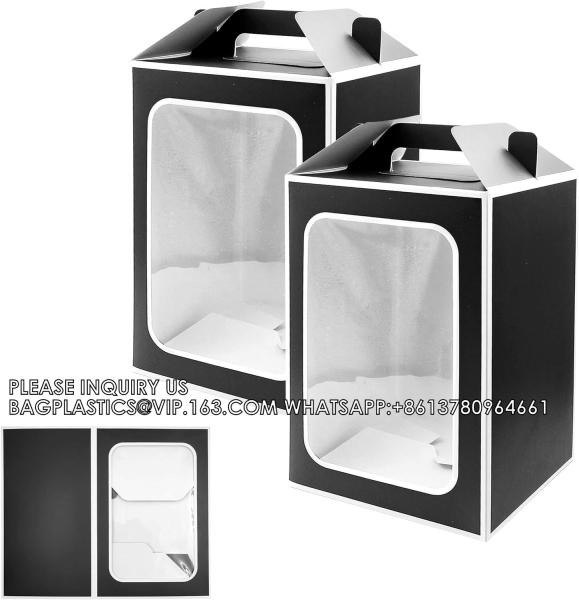 Standing Cookie Bag Flower Packaging, Flower Bouquet Paper Gift Bags With Handles, Party Bag