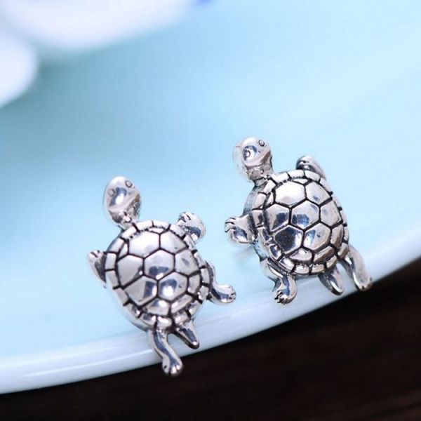 Retro Silver Earrings Tortoise Design (XH056431W)