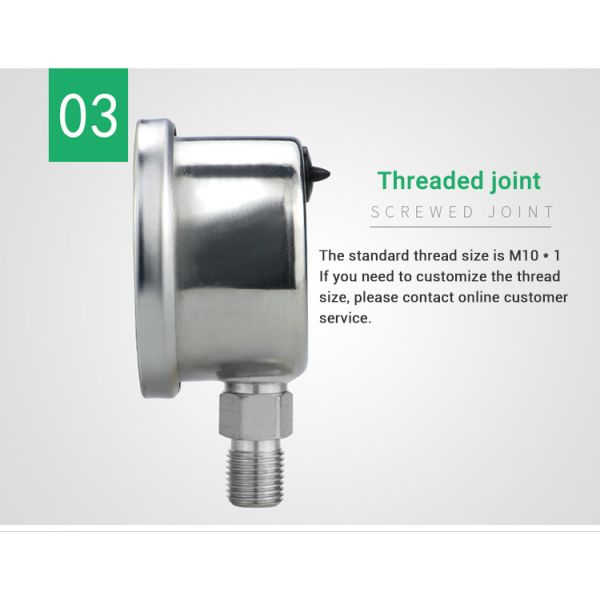 Small Mini Pressure Gauge 0.25-40mpa M10*1 Threaded Connection for Hydraulic Gas Control