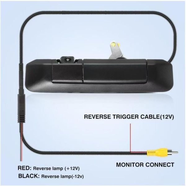 Wide-Angle Reverse Parking Camera Integrated into Tailgate Handle for Toyota Tacoma