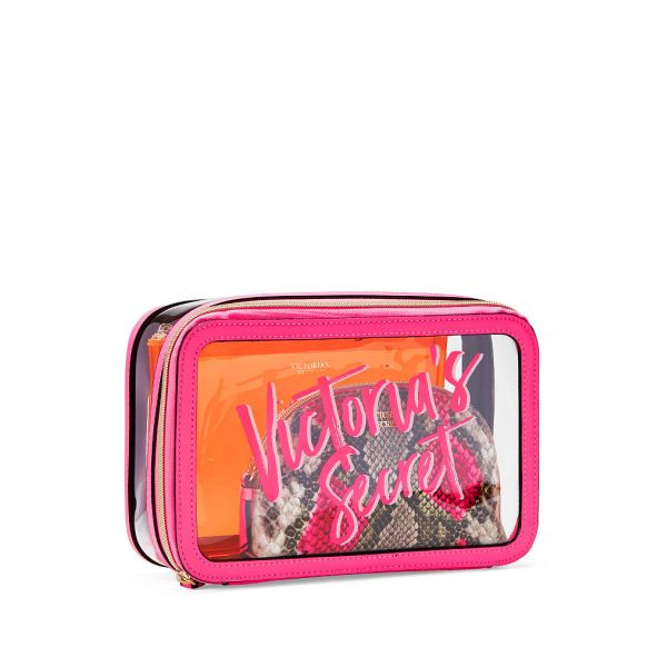 Travel Cosmetic Bag PVC Make-up Pouch Handle Straps for Women Men, Carry On Airport Airline Compliant Quart Bags