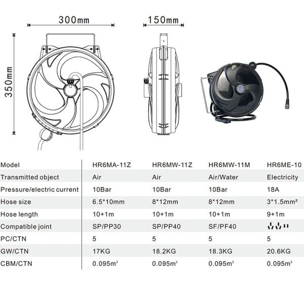 Electricity Automatic Car Retractable High Pressure Hose Reel Customized Length