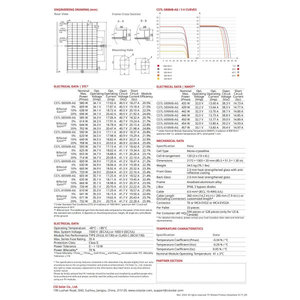 Half Cell Canadian PV Panel Photovoltaic Module Mono Cell Solar Panel Module 580W-610W
