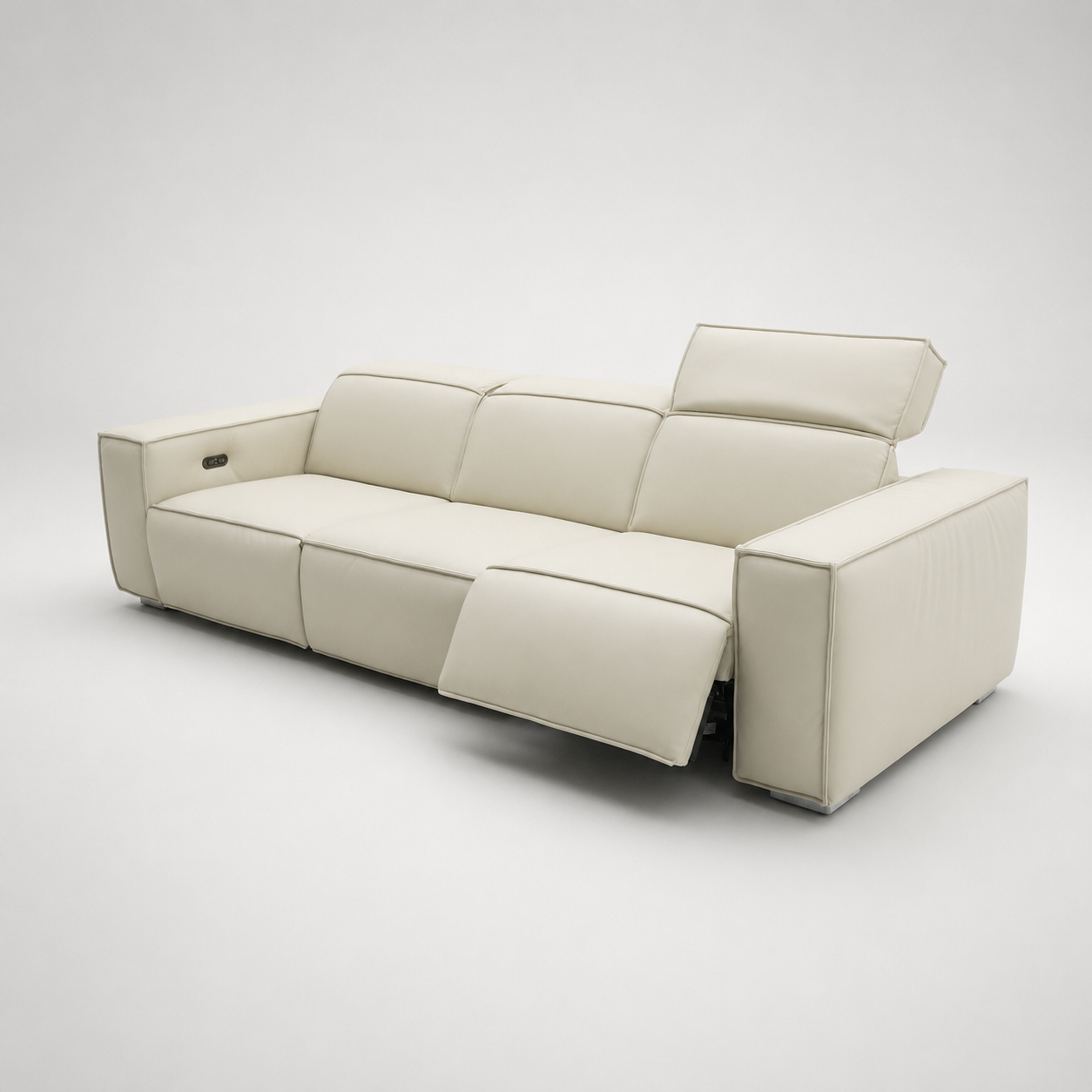 Modern Recliner Sofa with Adjustable Headrest and Deep Seat - High Back