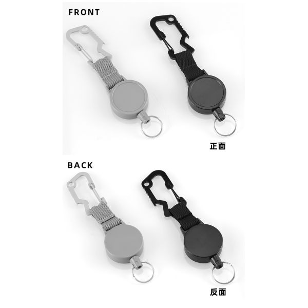 Deyi Badge Reel Metal Carabiner Key Ring for Fishing Cycling Hiking Outdoors