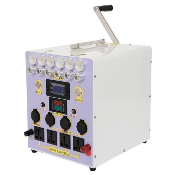 1500W 220V 12V 5V Hand Crank Generator Mobile Phone Charger Outdoor Backup Power Supply Vehicle Jump Starter