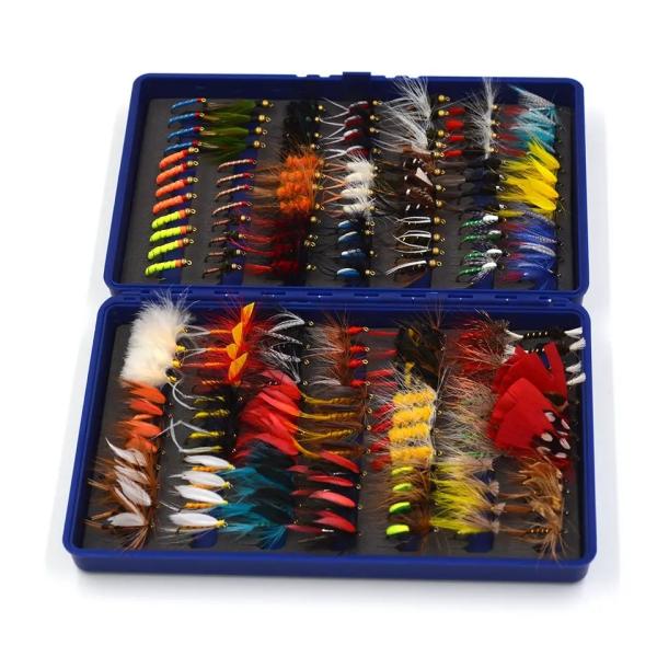 168pcs/Set Fishing Lure Kit Trout Dry Wet Nymph Streamers Fly Fishing Lure Kit