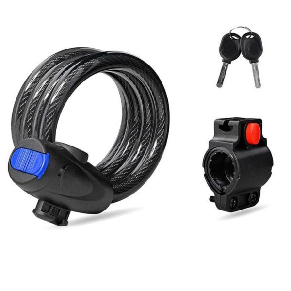 Anti-Theft Bike Security Lock Stainless Steel Cable Coil For Castle Motorcycle Cycle MTB Bike with 2 Key
