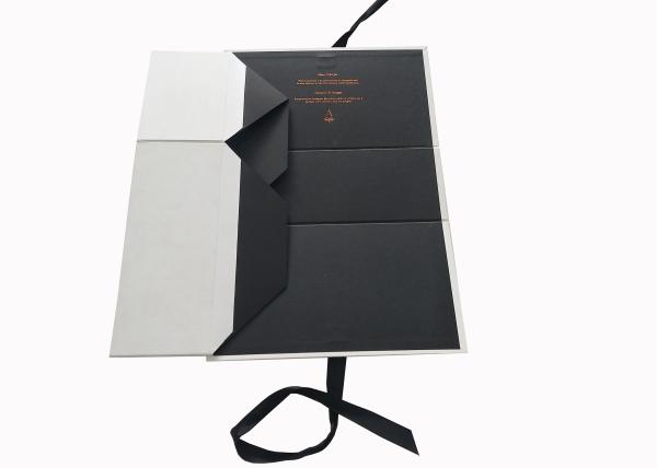 Ribbon Folding Paperboard Gift Boxes Whtie / Black For Water Bottle Packaging