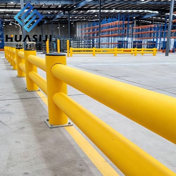 Hsj Heavy Duty Two Rail Flexible Impact Barrier Troax Mpm Equivalent Self-Healing Polymer Safety Fence for Logistics Distribution Center Factory Workshop Pedest