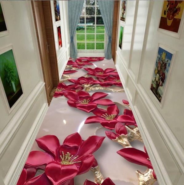 Plants And Flowers Commercial Floor Mat Entrance Corridor Stairway Hotel Mat