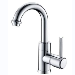 Chromium Single Handle Hot And Cold Basin Faucet With Earthenware Spool