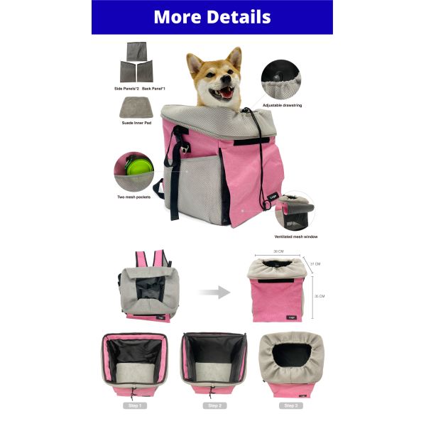 Bike Basket For Dogs Cats Backpack Carrier Removable Folding Pet Bicycle Front Basket