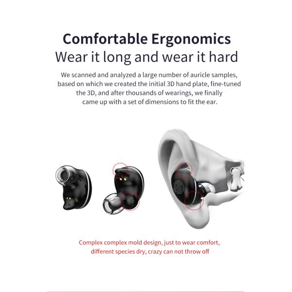 Wireless Connection Waterproof Noise Cancelling BT Streaming Stereo Headphone Earphone with 300 mah Charging Case Battery