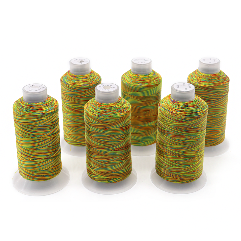 Радужная швейная нить из полиэстера 100% для перекрестного шва