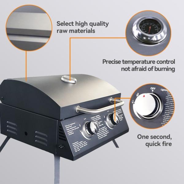 Portable Smokeless BBQ Gas Stove with Griller and Large Capacity Steel Folding Design