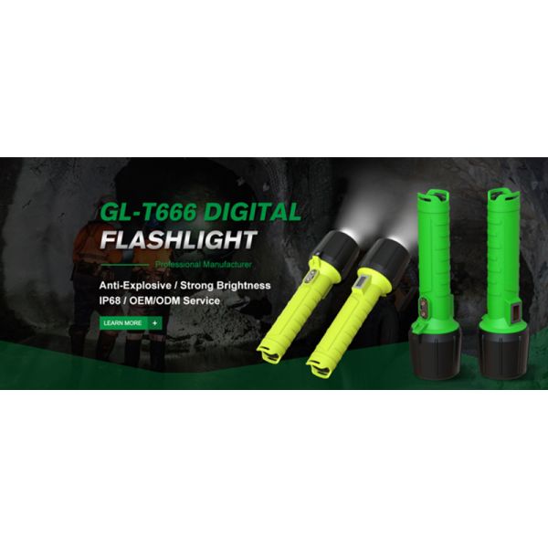 Digital Power Display Led Torch Light Explosion Proof IP68 Nylon Flashlight with Magnetic USB Charger
