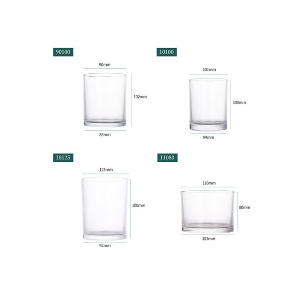 Clear Glass Cylinder Candle Jar Vessel with Shiny Gold Metal Lid Iron for Candle Making