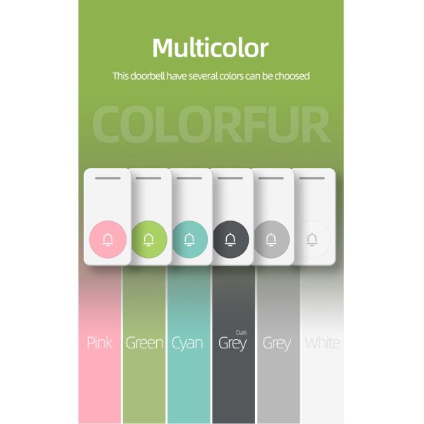 IPX4 водонепроницаемость 200 м Видео дверной звонок беспроводной длинной дальности 6 цветов