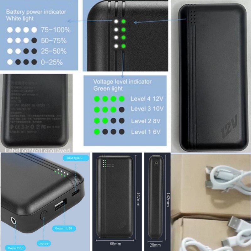 Ли-ионные батареи 12В вентилятор батарея 20000mah Работа 10-12H для кондиционеров одежды