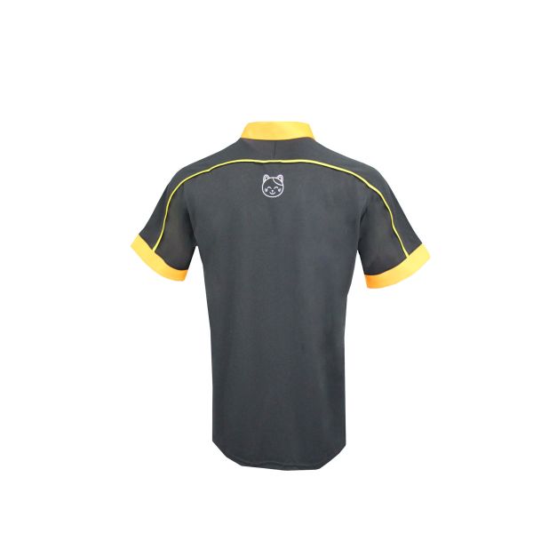 180GSM 100% Polyester T-SHIRT & POLO For Men Color Orange Contrast Black